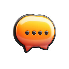 Poster - Glossy Orange Speech Bubble Icon with Three Dots Communication on transparent background