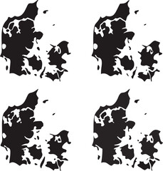 Aufkleber - Black and white abstract pattern of denmark map repeating four times on a white background vector graphic design