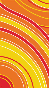 Abstract warm colored graphic design featuring orange yellow and red curved lines with a white outline