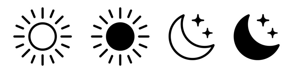 Fototapete - Sun moon icon isolated vector sign symbol.