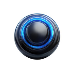 Poster - Chrome Orb with Neon Blue Rings Futuristic Tech Glowing Ball Sphere 3D on transparent background