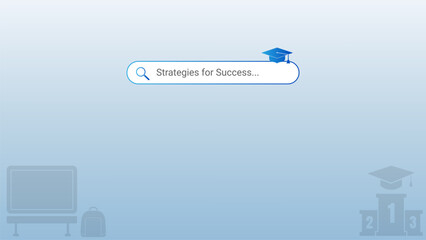 Poster - Search bar with graduation cap on blue computer screen, representing learning and online education