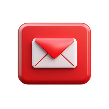 Red Email Icon Notification Design New Message Arrival Receive Inbox on transparent background