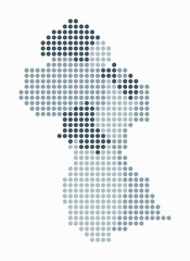 Poster - Guyana dotted map. Digital style map of the country on white background. Guyana shape with circle dots. Colored dots style. Large size circles. Amazing vector illustration.