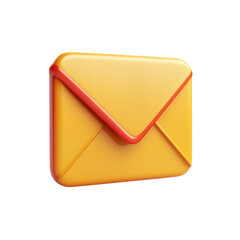 Poster - 3D Email Icon Render Modern Yellow Envelope with Red Border New Message on transparent background