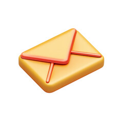 Poster - Stylish Email Icon Design Gold Envelope Message Notification 3D Render on transparent background