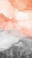 Poster - Abstract painting of a serene landscape in peach and gray tones
