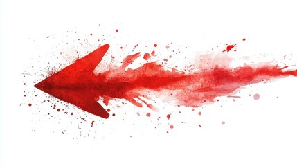 Aufkleber - Dynamic red arrow on white background with watercolor splatter