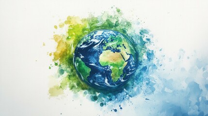 Aufkleber - Abstract watercolor representation of planet Earth in serene colors