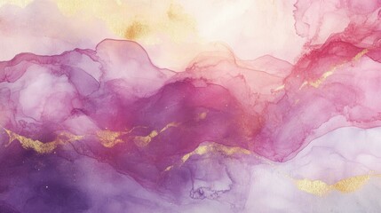 Aufkleber - Abstract fluid artwork in pink, purple, and gold hues