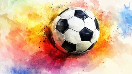 Poster - Energetic soccer ball on abstract colorful background