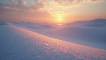 Poster - Sparkling Snow at Sunset in Tranquil Winter Landscape