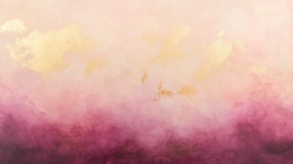 Poster - Abstract painting in gold and pink colors, studio setting