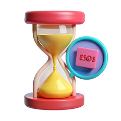 Leinwandbilder - 3d cartoon hourglass with esos label isolated on transparent background