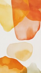 Poster - Abstract painting with orange, yellow, and beige shapes in studio