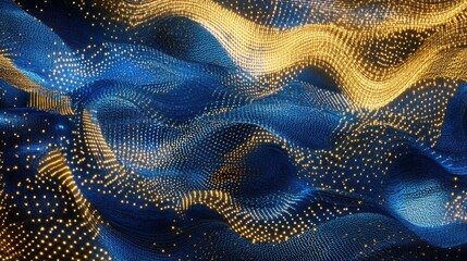 Aufkleber - Abstract light patterns in blue and gold with flowing elegance