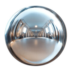 Poster - Reflective Sphere Interior Hallway Perspective Abstract Architecture on transparent background