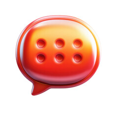 Poster - Red Hot Chat Bubble Icon Shiny Glossy Dialogue Message Modern UI Design on transparent background