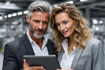 Poster - Business partners reviewing data together in a modern office environment during the day