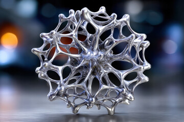 Poster - Sculptural metallic form showcasing intricate design and structure in abstract art