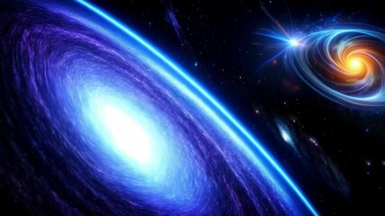 Wall Mural - Vibrant depiction of a swirling galaxy core with glowing stars and nebulae in deep outer space