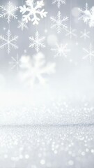 Wall Mural - falling paper snowflakes in silver glittery winter background, vertical, festive wallpaper