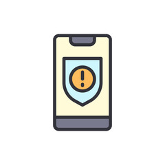Poster - Smartphone Security Alert Notification With Exclamation Point And Shield Icon