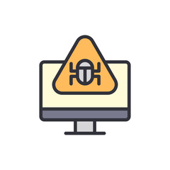 Poster - Warning Of Cyber Attack On Computer Display Screen Concept Illustration
