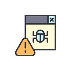 Poster - Software Malware Warning Sign With Insect In A Browser Window