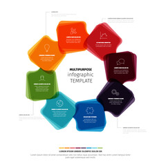 Poster - This multipurpose infographic template showcases eight appealing, colorful circle infographic elements. It's a modern template perfect for visual data presentation and outlining various process steps.