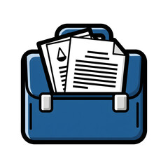 Poster - Blue Briefcase Filled with Documents Legal Icon isolated on a transparent background