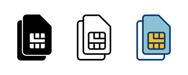 Poster - Sim card icon vector isolated on white background. Mobile slot icon. Mobile cellular phone sim card chip.