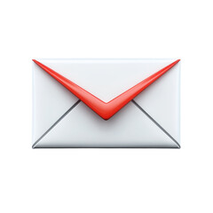 Poster - Glossy Email Icon Illustration White Envelope with Red Accent Online on transparent background