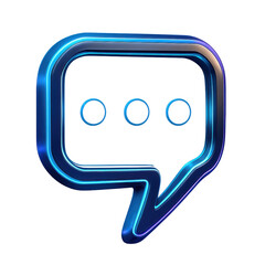 Poster - Communication Bubble: A luminous blue speech bubble, a symbol of dialogue and information exchange, with elegant three dots that signifies the act of writing.