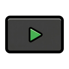 Poster - Dark Gray Rectangular Play Button Green Triangle Icon isolated on a transparent background