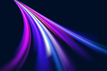 Poster - Abstract light flow of motion dynamics in bright colorful colors. For visual effects on the topic of speed and high-tech interfaces.
