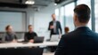 © ryker - Professional presentation in modern conference room with speaker addressing audience. atmosphere is focused and engaging, showcasing teamwork and collaboration