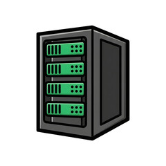 Fototapete - Gray Server Rack with Green Data Modules icon isolated on a transparent background
