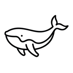 Poster - Whale outline vector drawing for ocean life animal illustration and marine mammal graphic design project use