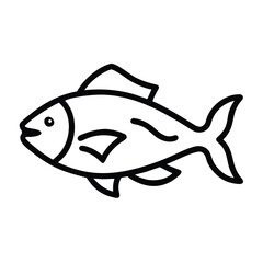 Poster - Outline drawing of a fish vector illustration for seafood restaurant and fishing logo design template