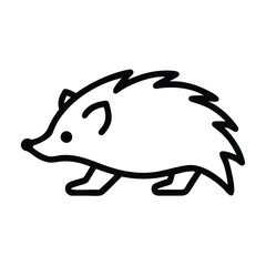 Poster - Cute hedgehog outline vector drawing for kids coloring page and educational resources, simple line art style