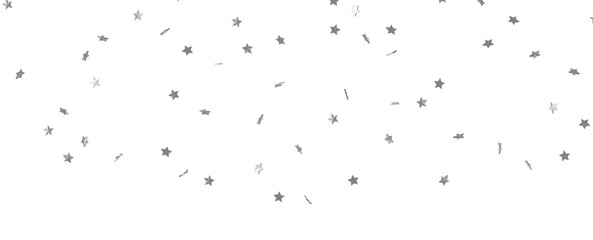 Poster - Holiday backdrop made of silver stars and sparkles on white wooden background. New Year concept.