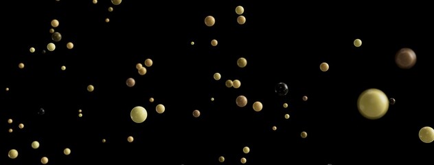 Poster - Abstract image of colorful spheres floating on a black background. Perfect for modern designs.