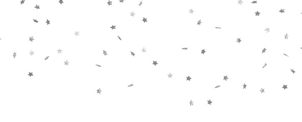 Poster - Holiday backdrop made of silver stars and sparkles on white wooden background. New Year concept.