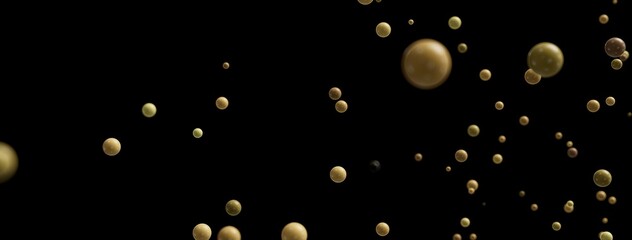 Poster - Stunning abstract image of gold and beige spheres falling against a black background. Perfect for design projects.