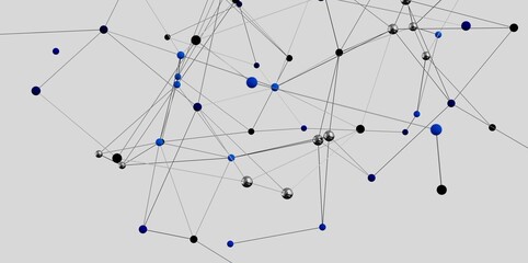 Poster - Connecting dots, global network, communication, technology, digital, internet, data, nodes, lines, abstract, modern, futuristic, business