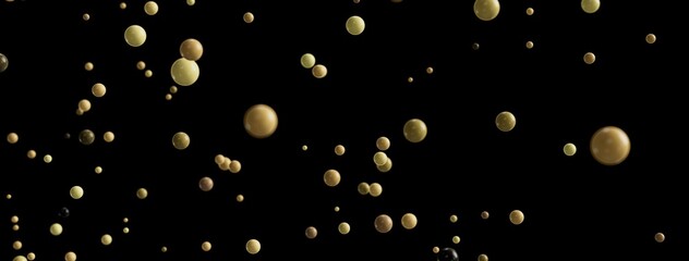 Poster - Beautiful abstract background image featuring many floating spheres in shades of gold and beige. Perfect for design projects.
