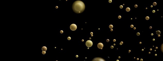 Poster - Beautiful abstract image of gold spheres floating in space. Perfect for backgrounds or luxury themes.