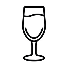 Poster - Wine glass outline vector icon illustration alcohol drink beverage barware celebration party 