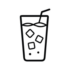 Poster - Ice cold drink in glass with straw vector illustration summer refreshment beverage icon simple line art design